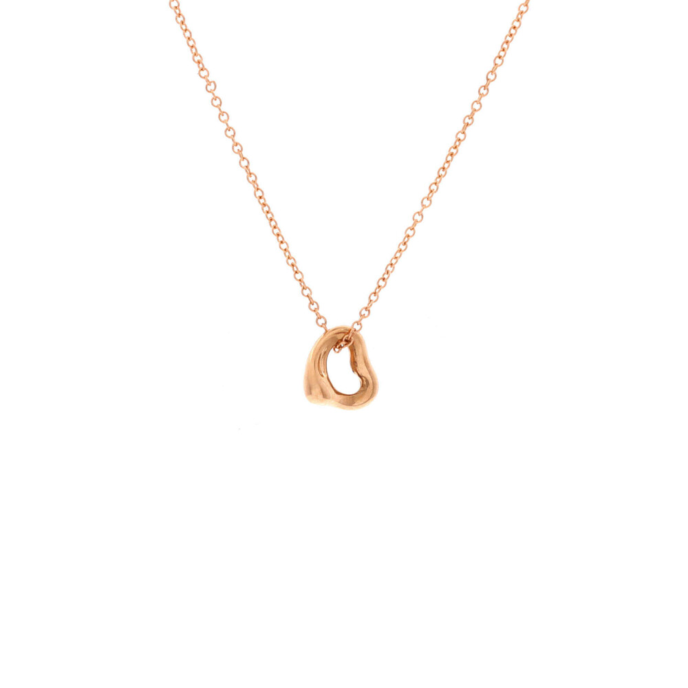 Tiffany & Co. 7mm Elsa Peretti Open Heart Pendant Necklace 18K Rose Gold